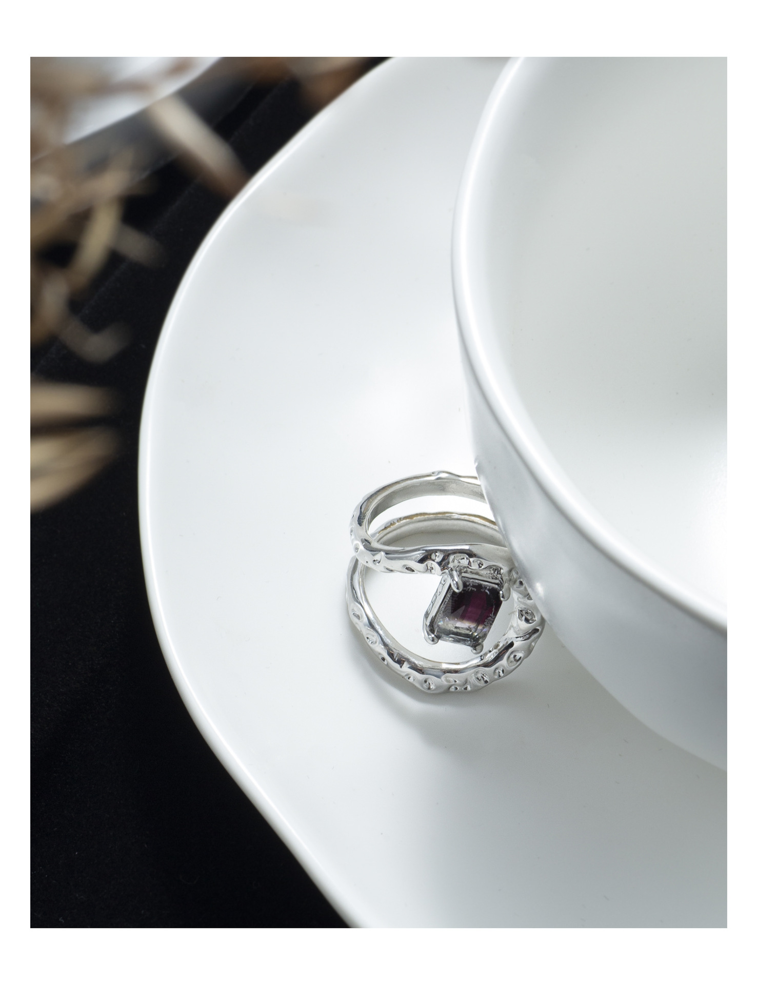 Fashion Square Copper Plating Inlay Zircon Rings 1 Piece