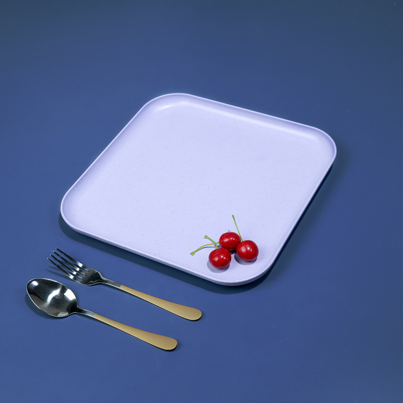Bandeja cuadrada paja de trigo hogar taza de té plato de fruta bandeja de puesto placa resistente a la caída placa duradera