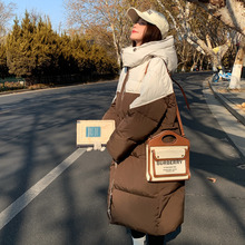 新款韩版2024年长款拼色棉衣宽松时尚棉袄冬季外套女