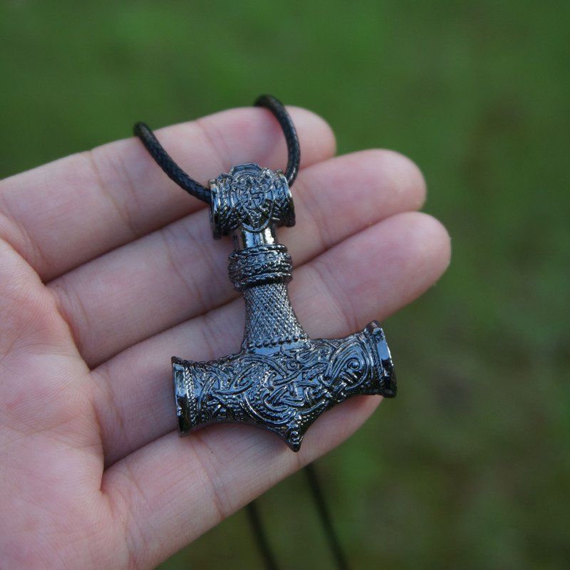 Black Plated Thor's Hammer Mjolnir Necklace Viking Necklace Talisman Necklace