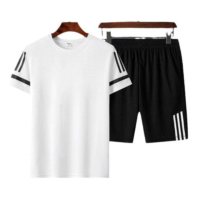 2024 verano hombre juego deportivo casual de cuello redondo camiseta pantalones cortos fitness de dos piezas para correr por la mañana fábrica al por mayor