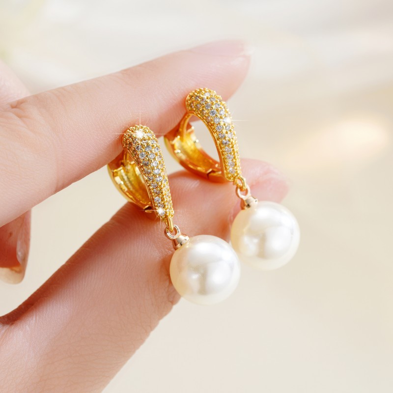 Orecchini di perle di lusso con zirconi per feste eleganti_voghion.com
