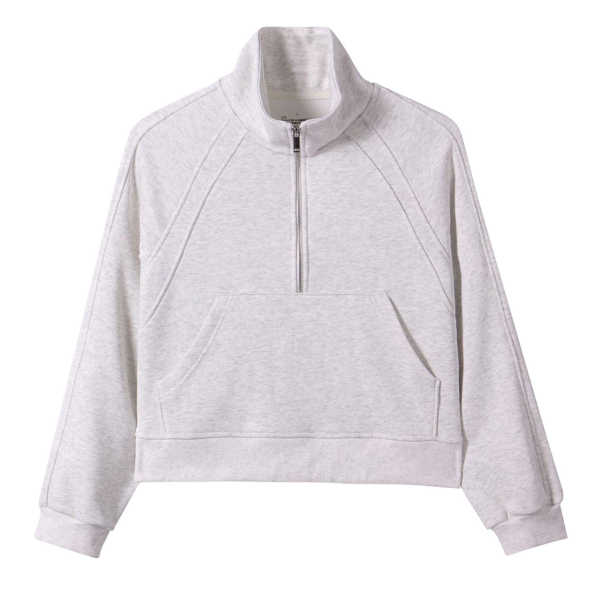 Ropa de mujer coreana corta pesada 420g algodón de isla con semiacremallera chaqueta de hombro marca de moda simple chaqueta universal image 10