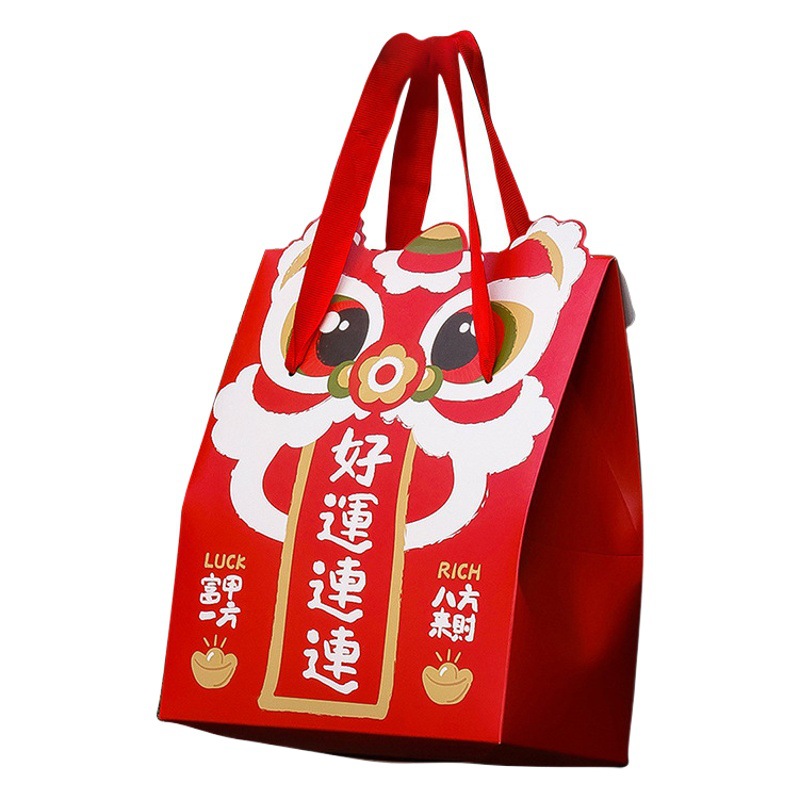 2025 año nuevo caja de regalo de embalaje para hornear copo de nieve crujiente turrón fruta galletas bolsa de mano barco de arroz glutinoso caja de papel vacía