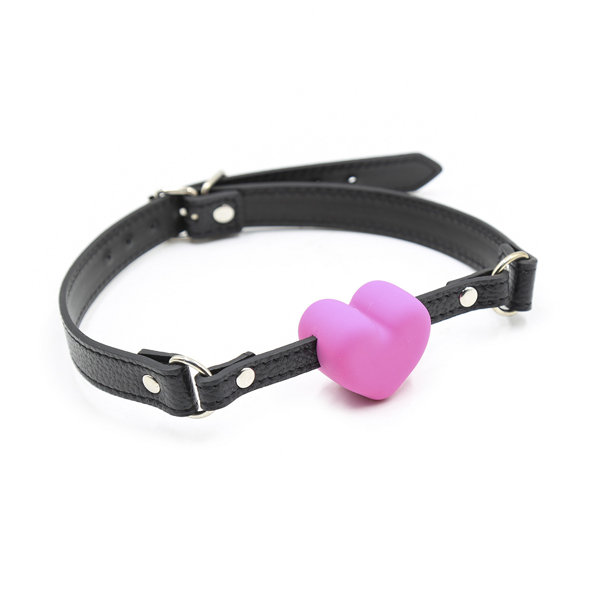 Tienda de fábrica al por mayor sexy boca bola boca en forma de corazón enchufe amor silicona suave bola boca bola gag adulto juguete