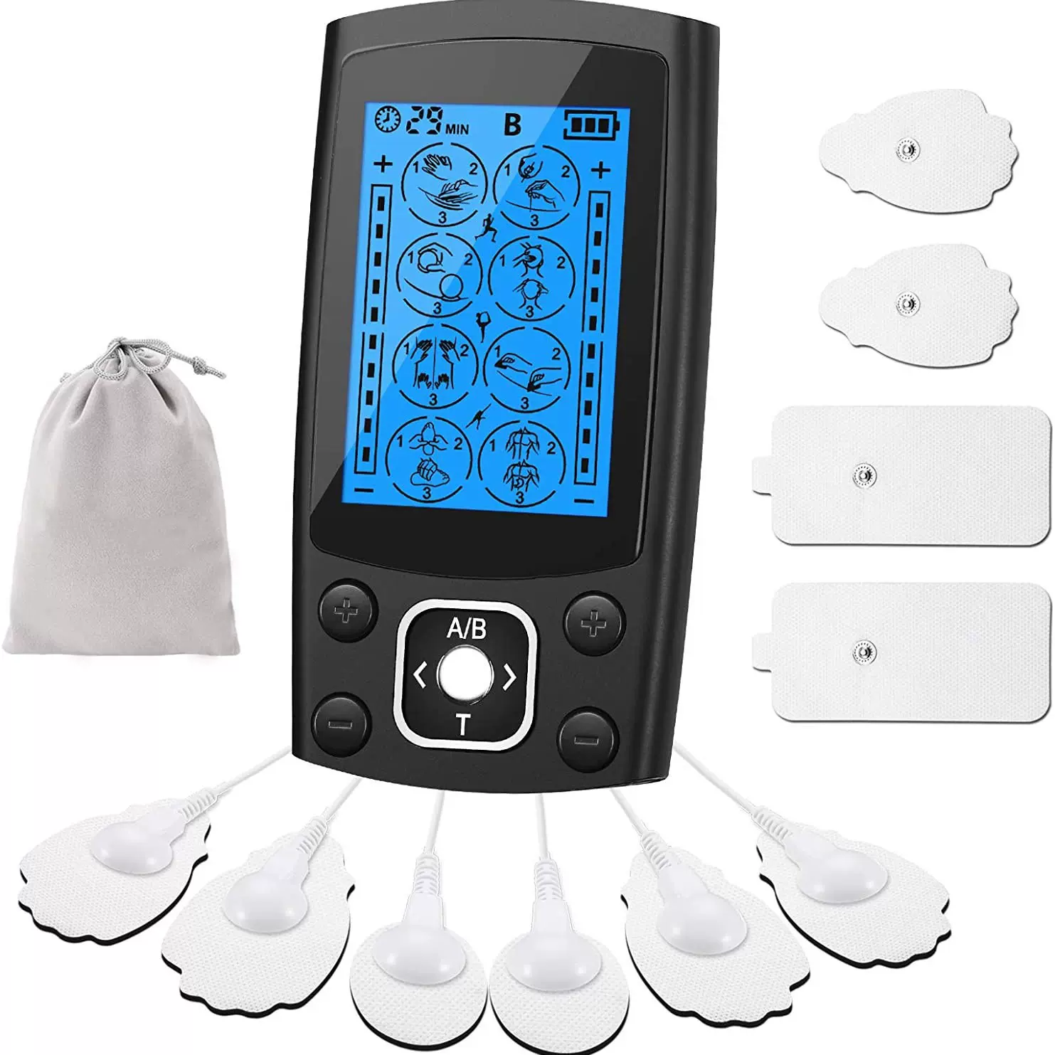 TENS脉冲仪 24模式AB双通道输出家用EMS肌肉按摩器  脉冲理疗仪