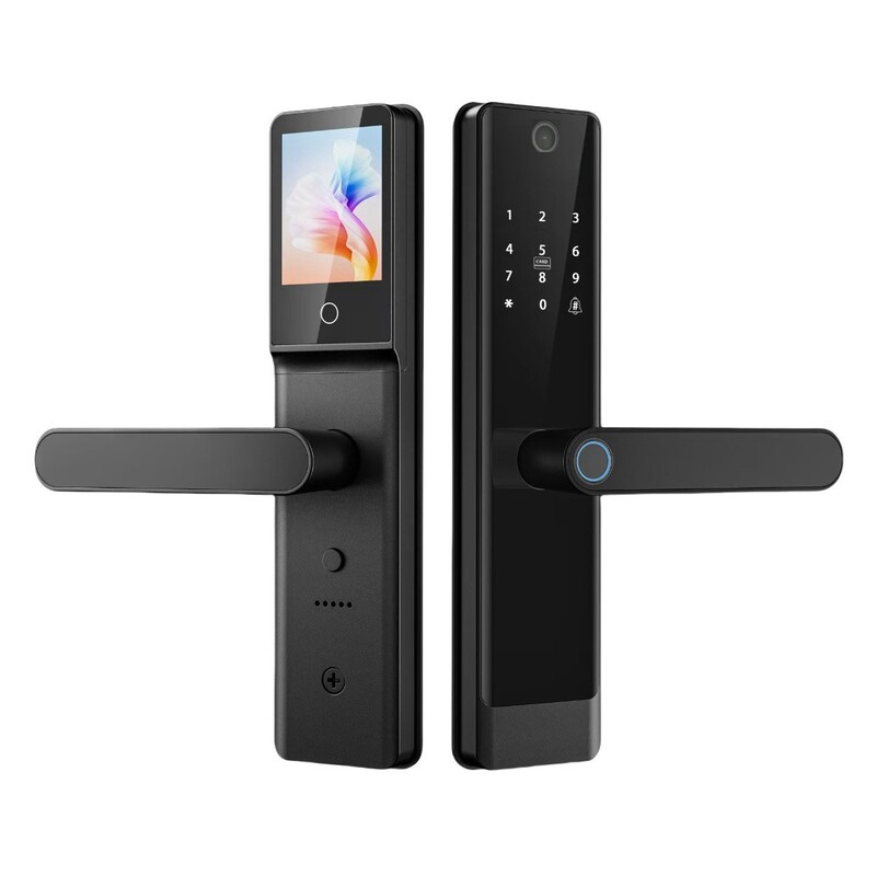 ワンハンドオープン3D顔認識半自動スマートロックルームドアキャットアイ指紋パスワードロック落書きパスロックKK|undefined