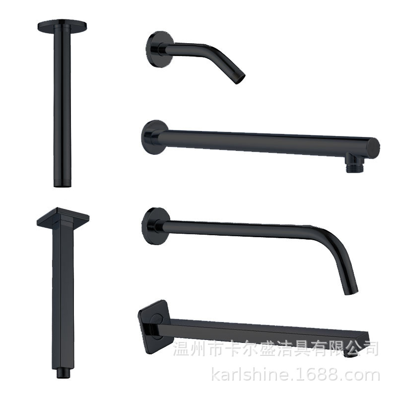 Tubo de pared de acero inoxidable negro Brazo de ducha oculta ducha boquilla superior tubo de techo biela tubo de baño