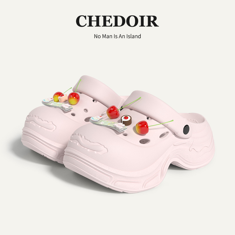 Summer Thick-Soled Women's Clogs New Open Smile Strap Pure Color Eva Cute Height-Increasing Outdoor Sandals