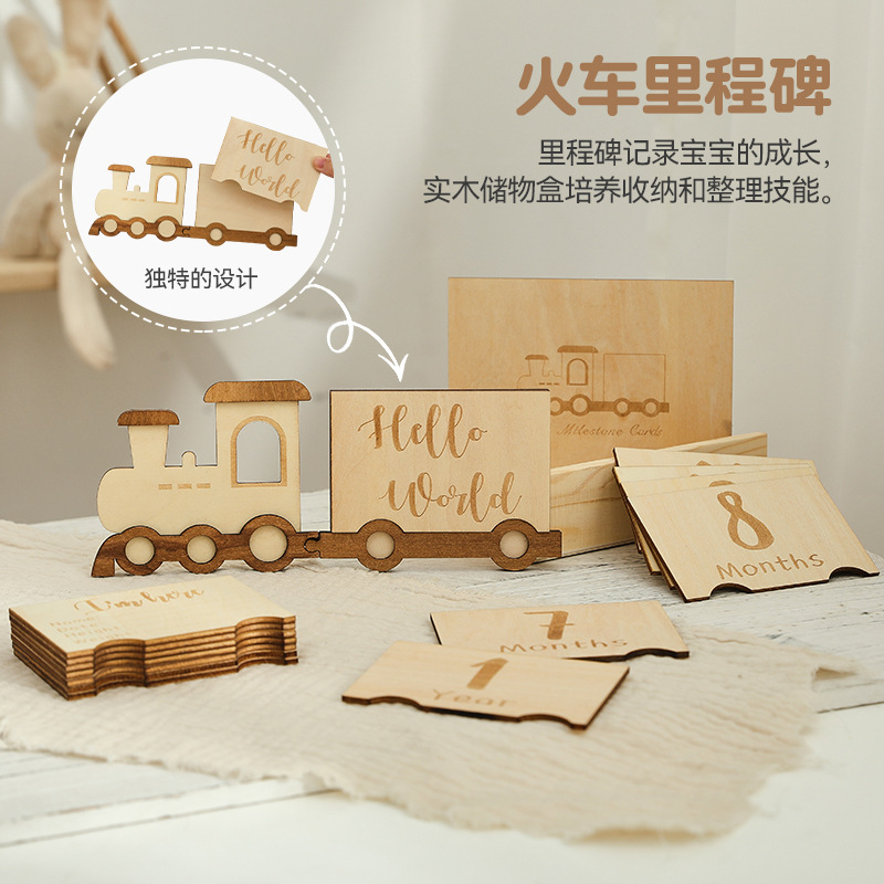 Tren conmemorativo de crecimiento del bebé transfronterizo, hito del tren, accesorios de cumpleaños para niños, decoración, hito de la foto de registro