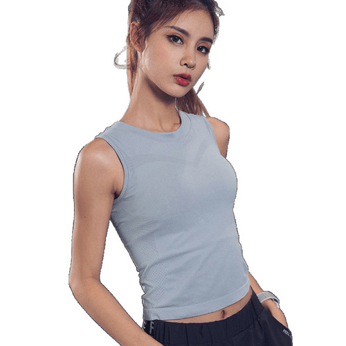 Sexy tight yoga outfit sleeveless backless running fast-drying top outerwear sport short-sleeved top breathable supply chain