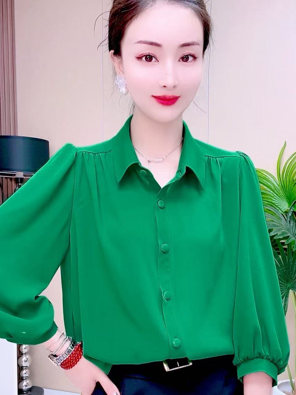 봄과 여름 25099 얇은 메릴린치 리넨베이스 셔츠 여자 캐주얼 올매치 긴소매 티셔츠 한국 루즈 게으른 탑