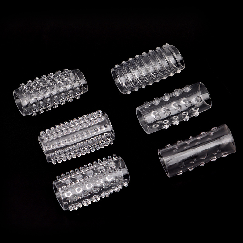 Crystal Caterpillar Textured Locking Ring 6-Pack, Transparent Soft Silicone-Style Cock Rings — detail image 5