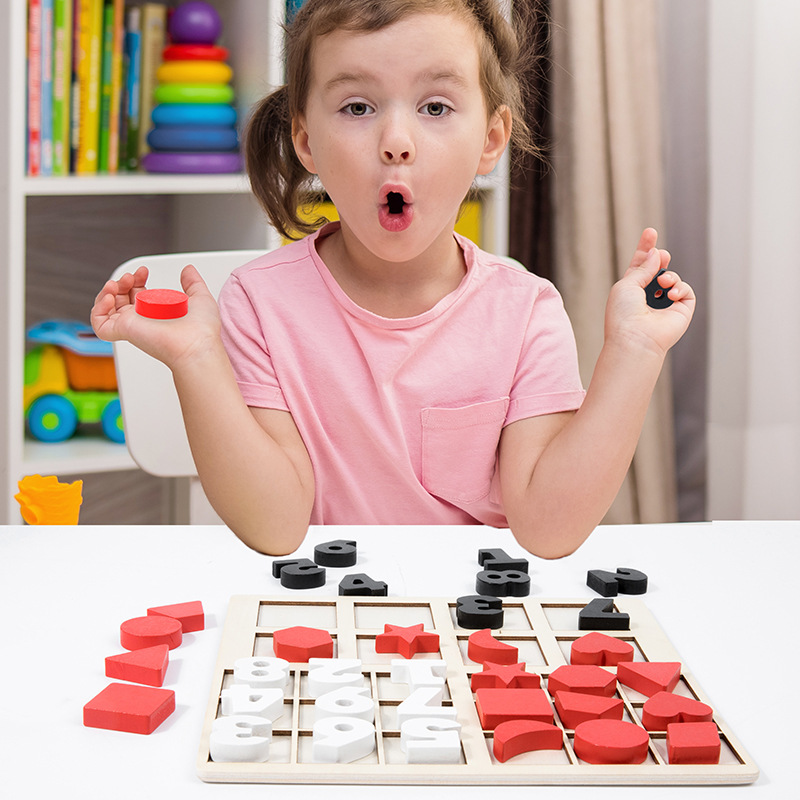 Educación temprana de los niños cognición gráfica digital igual geométrica juego de rompecabezas juego de mesa juego de pensamiento lógico juguete de madera