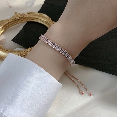 Real gold-plated Korean style fashionable pull-out bracelet for women, shell eight-pointed star small waist bracelet, micro-encrusted zircon hand jewelry