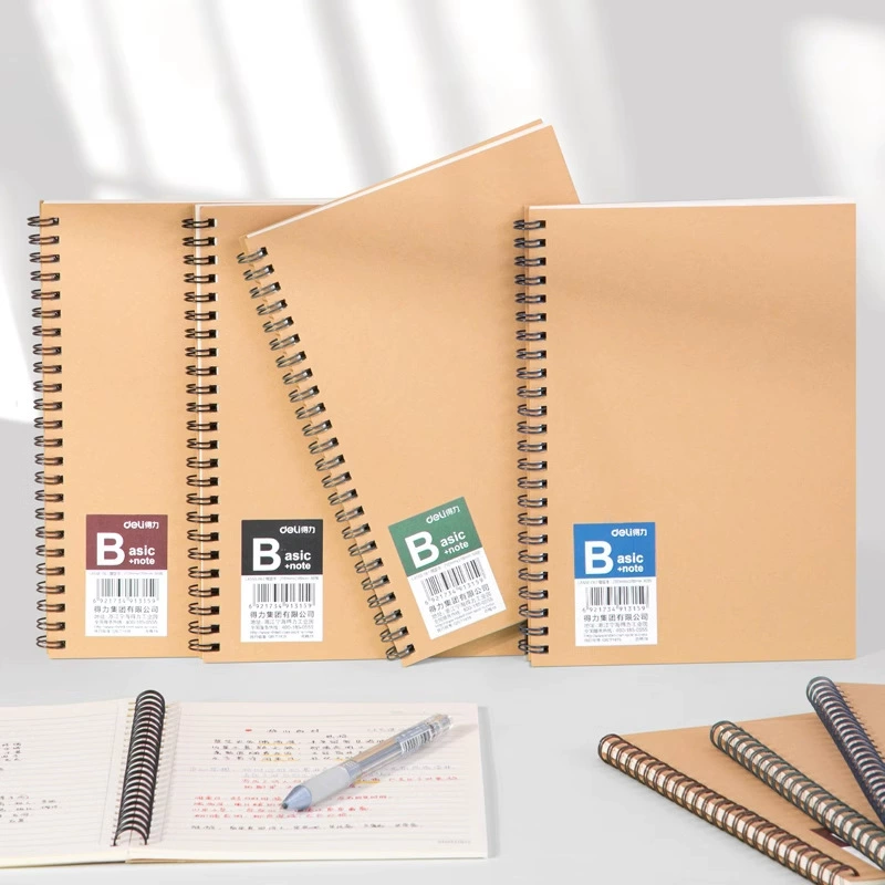 Deli notebook крафт-бумага спиральная A5 простой творческий блокнот 4 уп., конспекты студентов