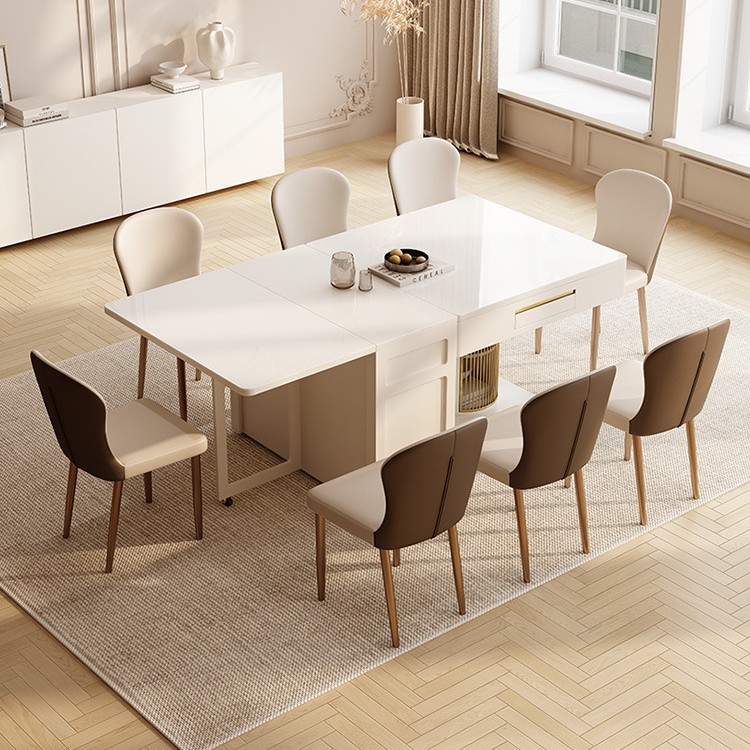 Mesa de mahjong, mesa de té, mesa de comedor de tablero de roca plegable, combinación de mesa y silla, todo en uno, hogar moderno y simple, apartamento pequeño, nuevo