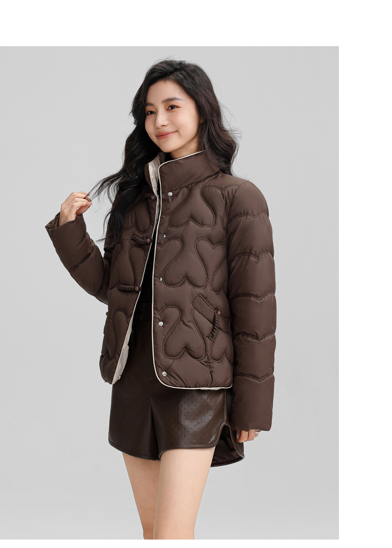 New Chinese style 2024 winter retro button down short fashion stand collar lightweight women's cotton Down jacket_voghion.com
