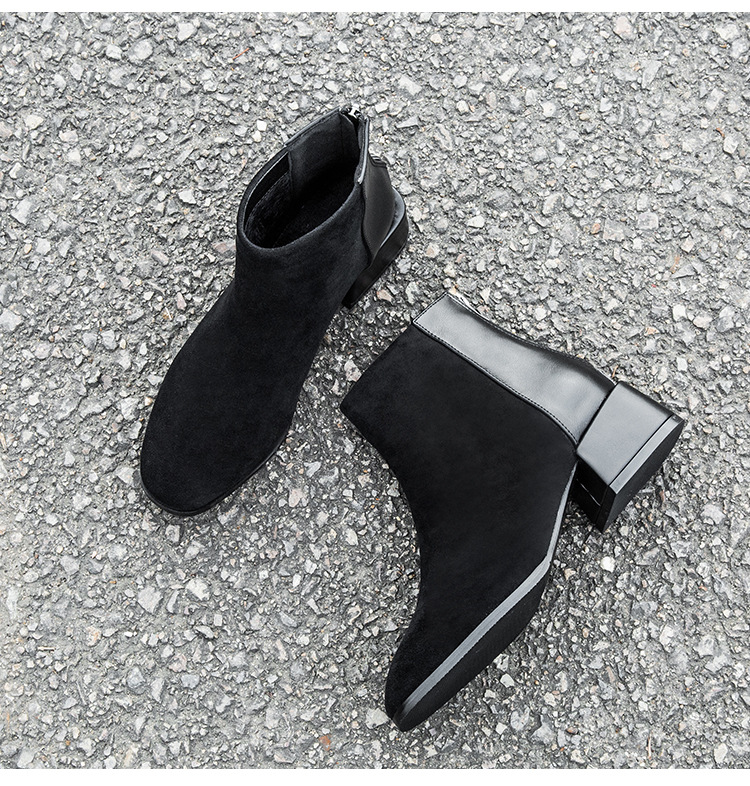 2023 Winter New Korean Retro Versatile Thick Heel Plush Short Boots_voghion.com