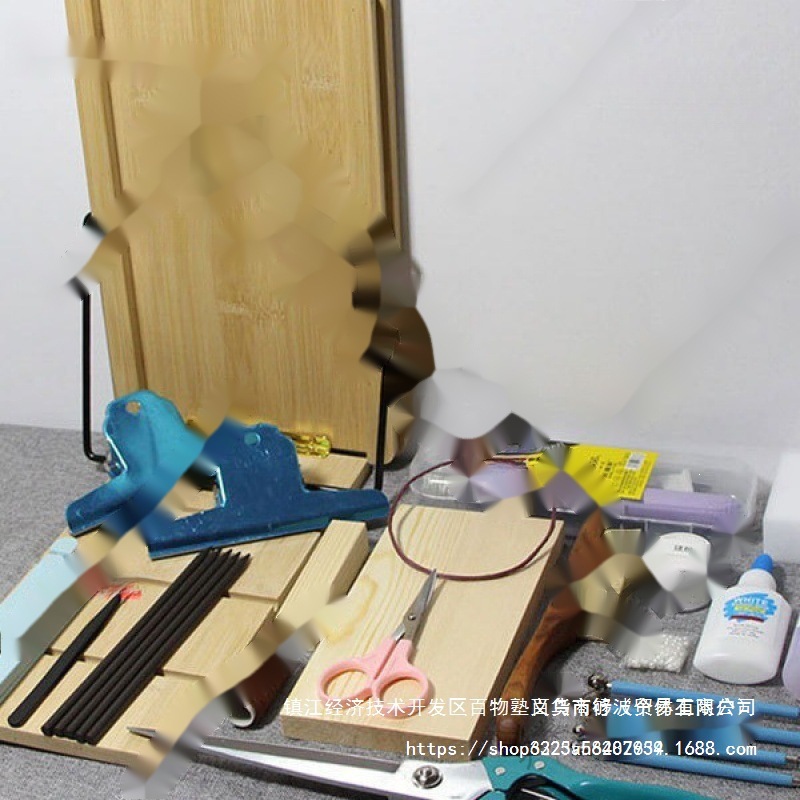 绒花diy材料新手工具 实木搓丝板猪鬃刷夹子修绒打尖剪刀退火默认