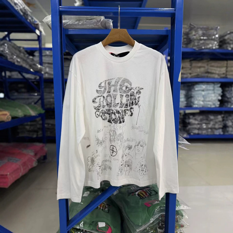 Paly Hollywood 26Ss Rolling Stones Embroidered and Printed Long-Sleeved T-Shirt