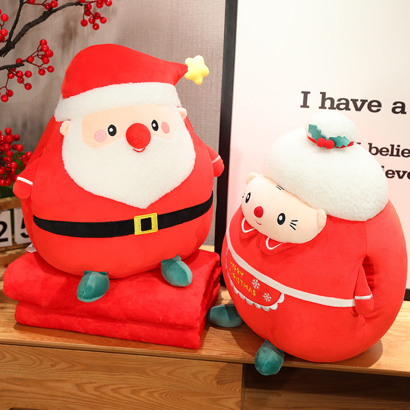 Regalos de Navidad Santa Claus alce mano cubierta mantas de aire acondicionado 3 en 1 almohada caliente para cojín de automóvil lote