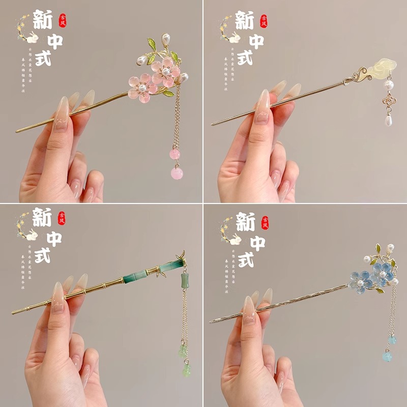 Nuevo estilo antiguo chino flores pinzas de cabello de mujer de alta calidad pinzas de cabello de cabello de cabello de mariposa de estilo chino