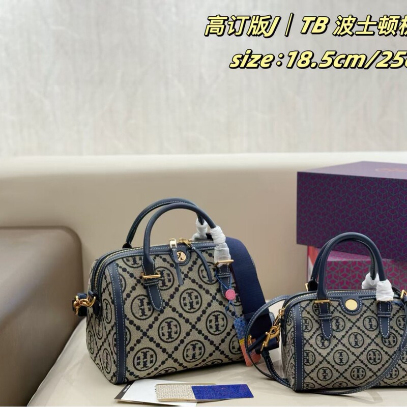 Tb Vintage Handbag Boston Pillow Bag Bucket Bag Single Shoulder Crossbody Women's Bag Large Capacity European and American Retro
