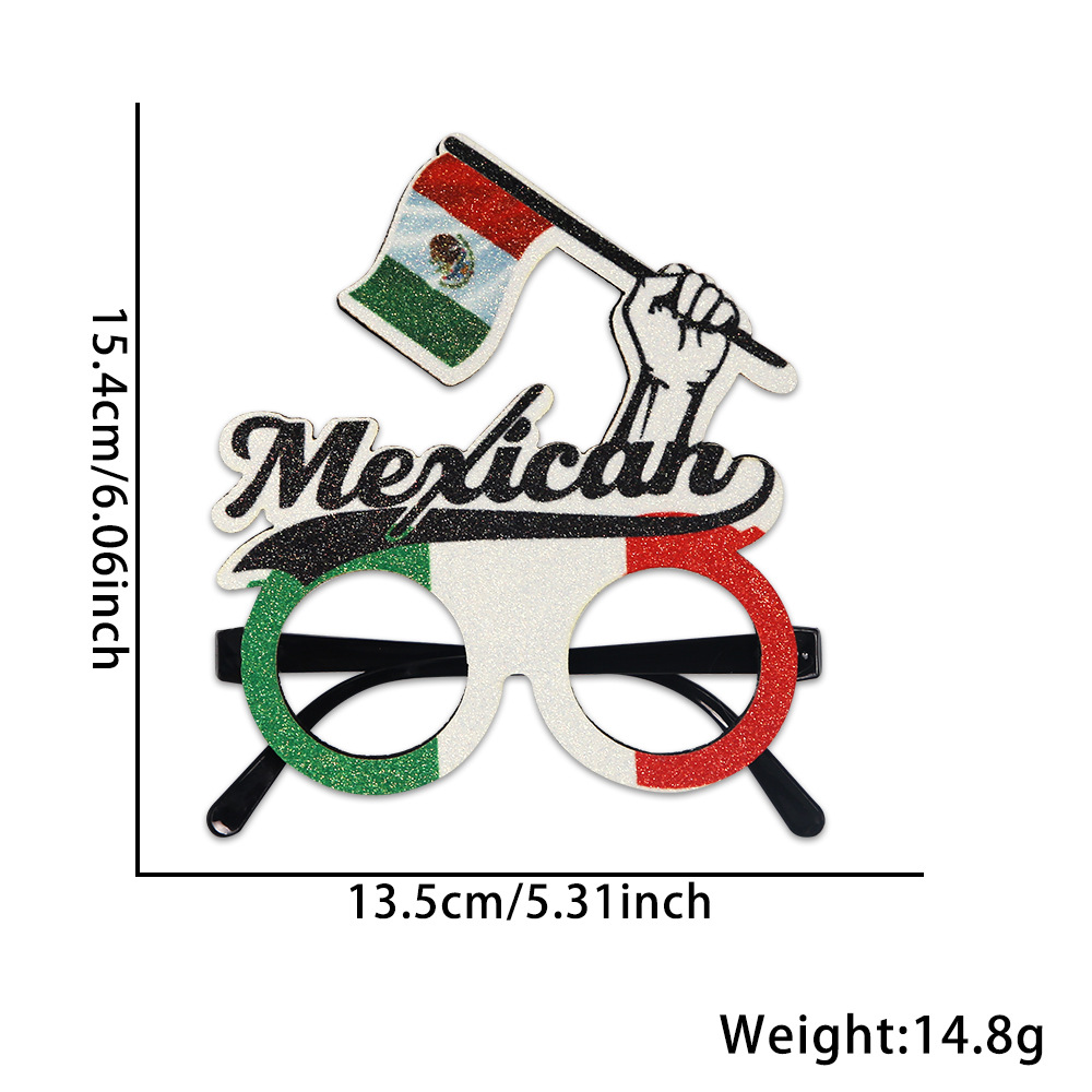 Nuevas gafas temáticas del Día Nacional de México Decoración de la fiesta del Día de la Independencia Bandera de México Marco de gafas de cactus
