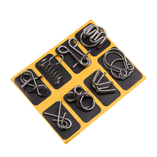 Same-day shipping student educational intelligence children's unlocking ring puzzle toy Lu Ban lock intellectual puzzle 24-piece set nine-linked rings