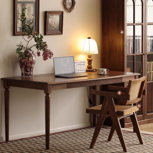 North American Black Walnut Solid Wood Desk Simple Home Bedroom Small Apartment Study Study Writing Desk with Drawers