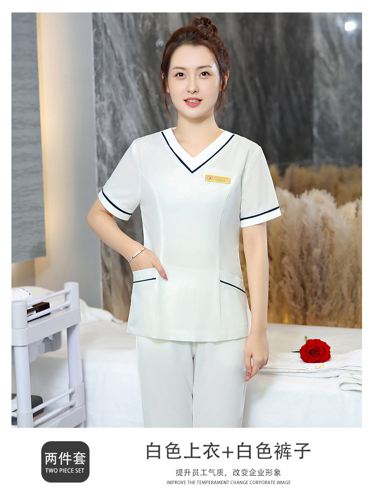 22303 "short sleeve" white shirt + white pants