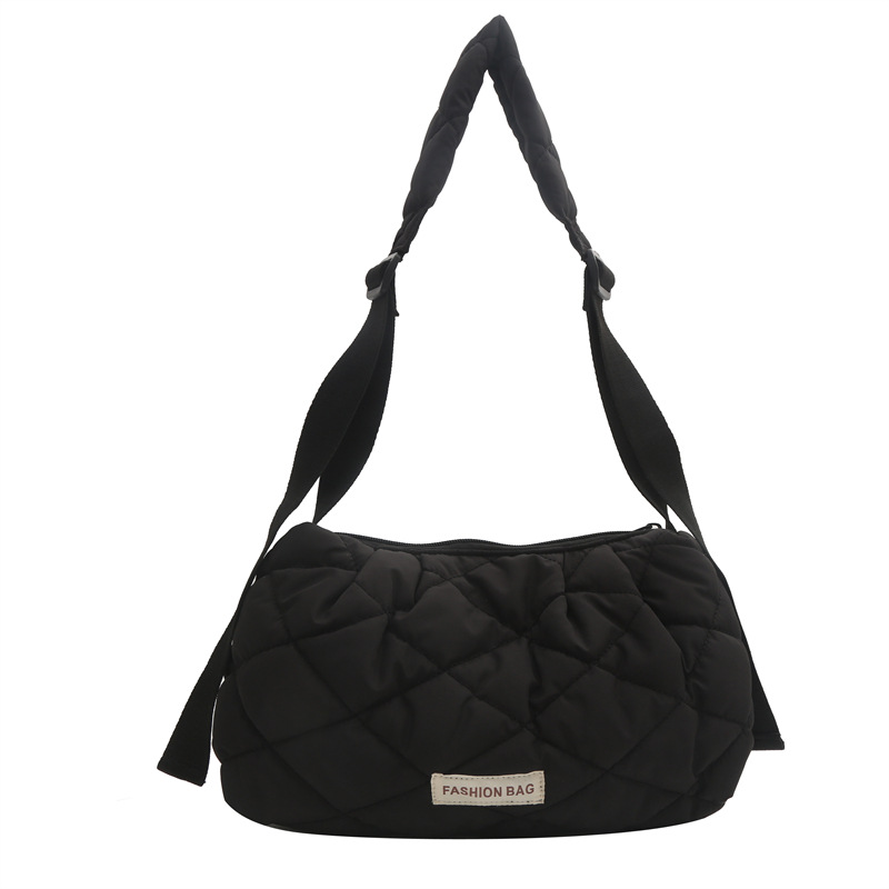 Bolso de algodón Lingge de invierno nuevo bolso de mensajero de hombro de mujer de hilo de bordar casual simple de moda bolso de alta capacidad