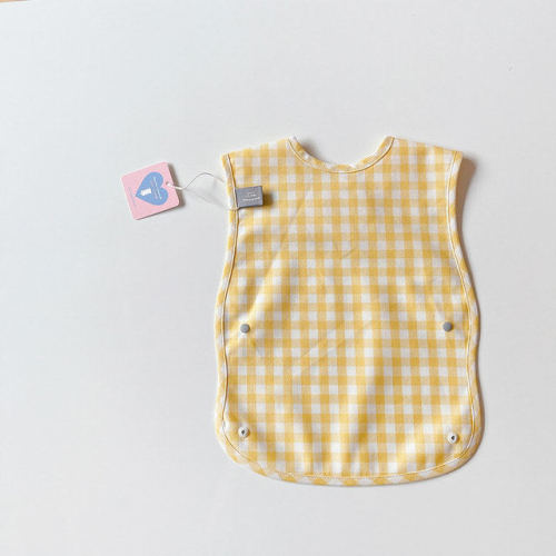 ins Korean baby eating sleeveless bib waterproof anti-dirty artifact infant plaid saliva towel bib
