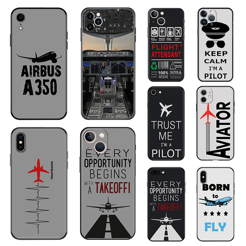 mobile phone case for iphone 15pro max Aircraft Airplane fly aircraft black soft case