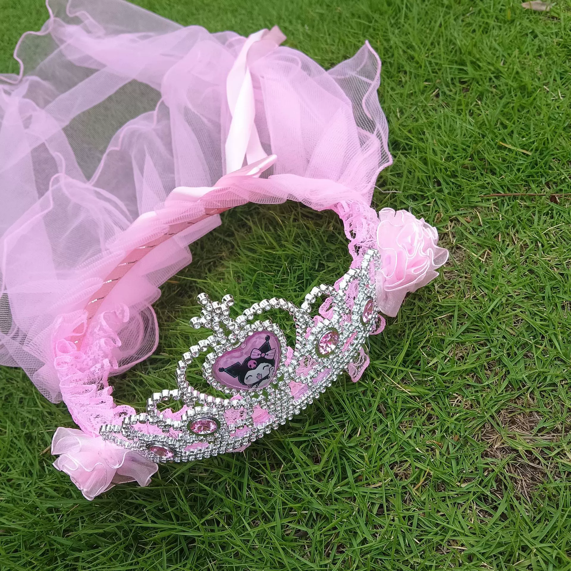 儿童皇冠头纱三丽鸥2024新款小女孩头饰发饰品大披纱三家直销