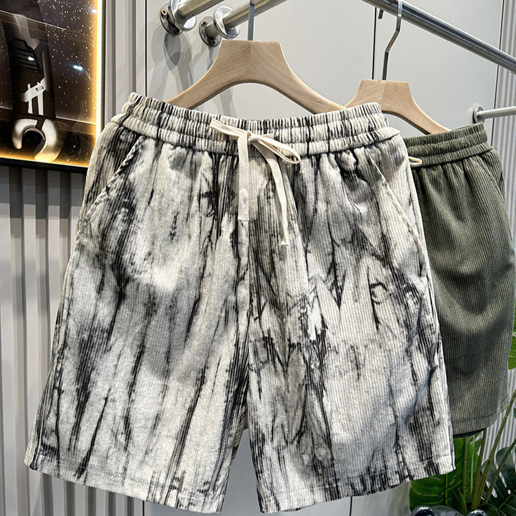Design-Inspired Corduroy Thin Shorts for Men, Trendy Casual Five-Point Pants, 2026 Summer Men's Sports Tie-Dye Shorts