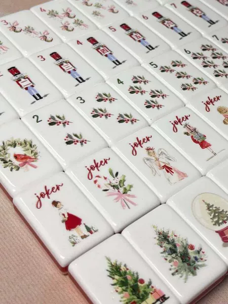 (Wholesale in Stock) No. 36, 160 Acrylic American-Style Mahjong Tiles with Christmas Nutcracker Pattern Printing