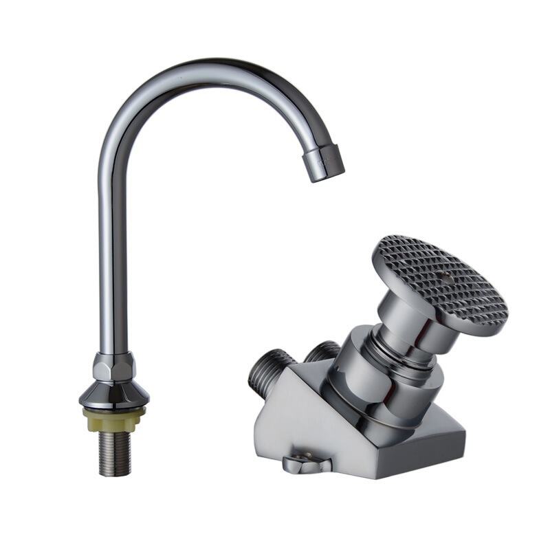 Copper Vertical Foot-Operated Basin Faucet, Contact-Free Public Health Laboratory Foot-Operated Washbasin Faucet