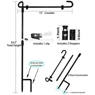 Garden Flagpole, Four-Season Flag, Christmas and Halloween Flagpole, Black Paint Craftsmanship Supports Pictures
