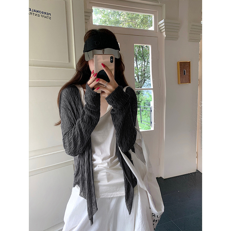 モーゼス女王 秋服 韓国風 ゆったりVネック 上品で万能な長袖日焼け止めニットトップス 59820|undefined