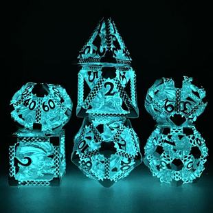 hollow dice dnd dungeons & dragons running group luminous dice suit cross-border table games metal polyhedron dice
