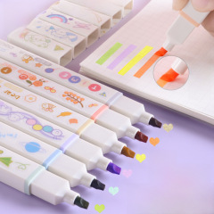 Powerful S741 Soft-Tip Fluorescent Highlighter Pen, Classic Colorful Emphasis Marker, Axe-Shaped Tip, Round Barrel, 6-Pack