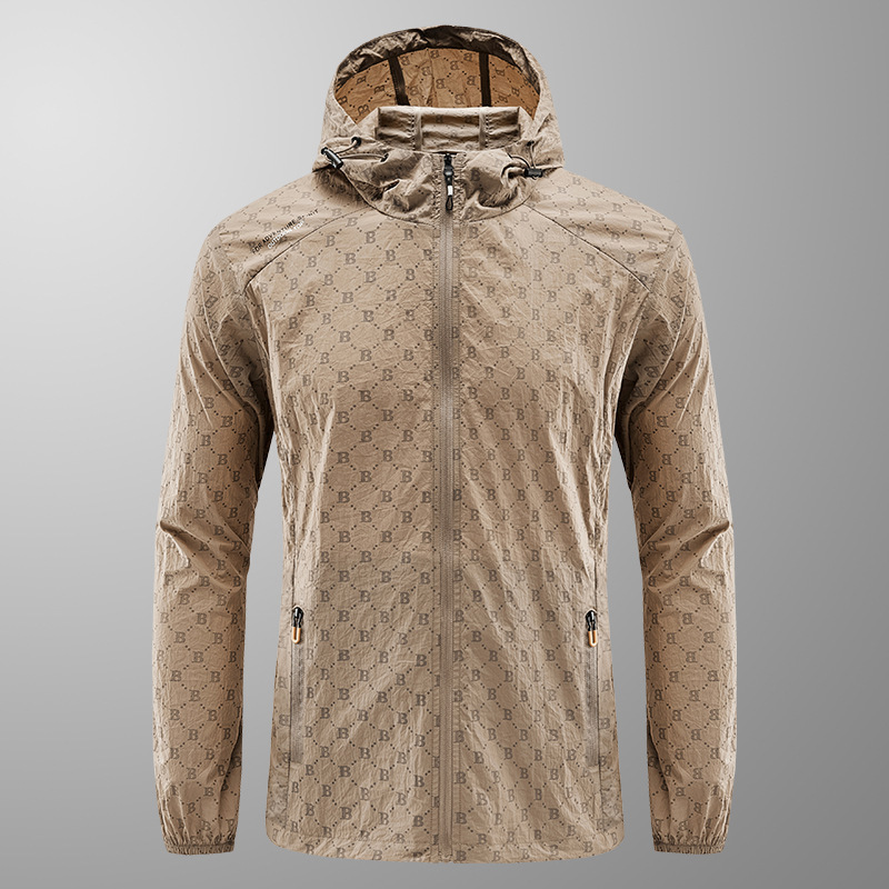 Cross-Border Summer Ice Silk Quick-Drying B-Shaped Sun Protection Skin Clothing for Men, Light and Breathable Outdoor Fishing Sun Protection Clothing Jacket