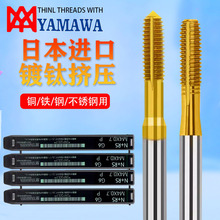 日本进口YAMAWA镀钛挤压无屑丝攻通盲孔含钴高速钢尖平头挤压丝锥