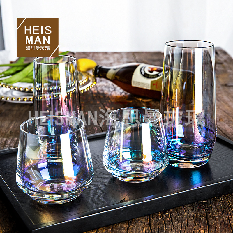 Creative Dreamy Rainbow Glass Cup Glitter Crystal Mousse Cup Household Rainbow Water Cup Supports Custom Logo