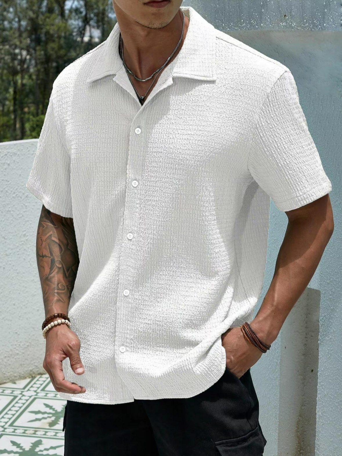 219g Weight Wholesale Men's Polyester Simple Style Solid Color Short Sleeve Men's Shirts