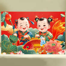 宝宝画报墙贴求送子图片好可爱男女宝双胞教海报墙面不干胶贴纸