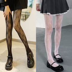Hollywood butterfly bow black silk stockings summer thin female sense Lolita Japanese beauty leg slim breathable white silk lace
