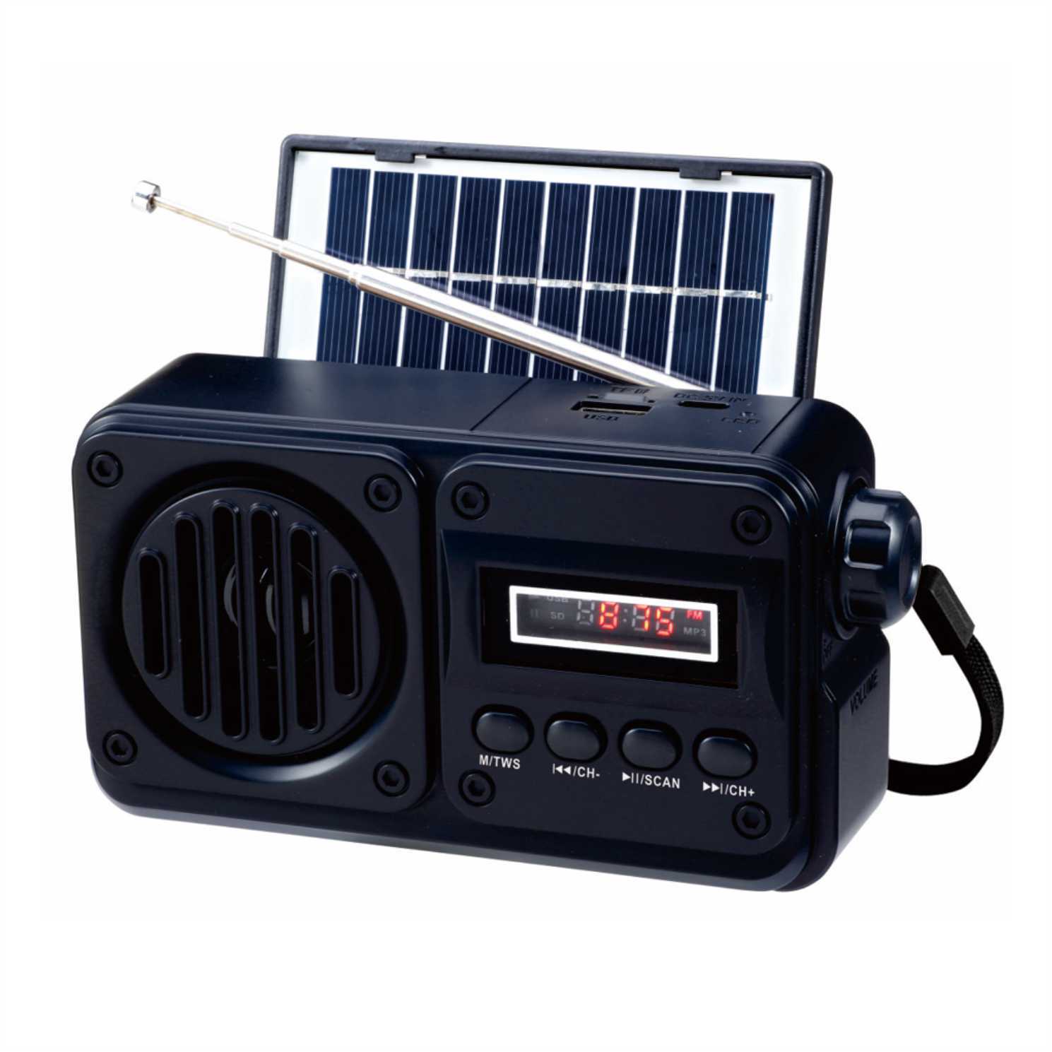 Comercio exterior transfronterizo nuevo tipo de radio solar bajo pesado tarjeta enchufable altavoz Bluetooth de alta calidad de sonido FM búsqueda automática